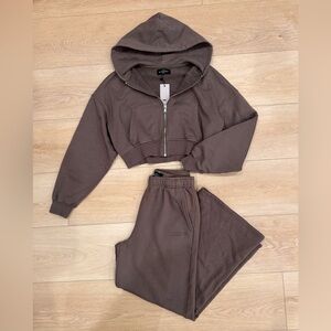 elite eleven heavy weight sweatpants & cropped zip up hoodie set
